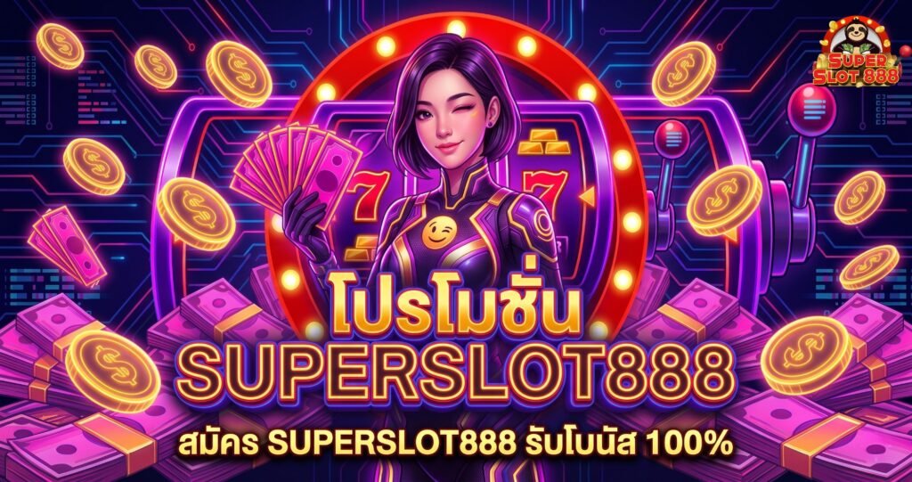 สมัคร SUPERSLOT888 รับโบนัส 100% เพิ่มทุนเล่นสล็อตคูณสองทันที